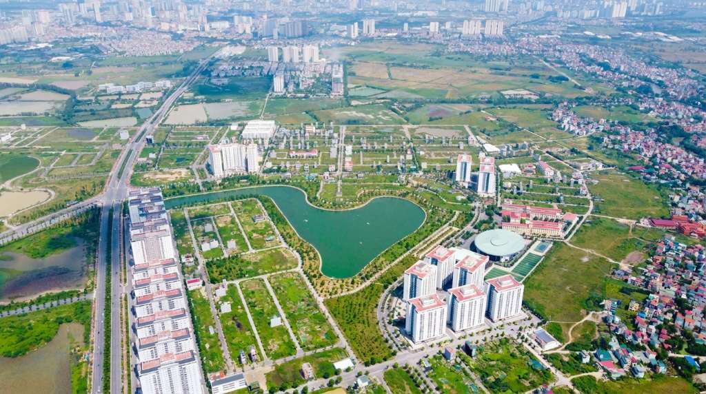 Mặt bằng tầng điển hình chung cư Thanh Hà nhìn từ trên xuống, đánh dấu rõ ràng vị trí căn đầu hồi bằng viền xanh lá kèm nhãn