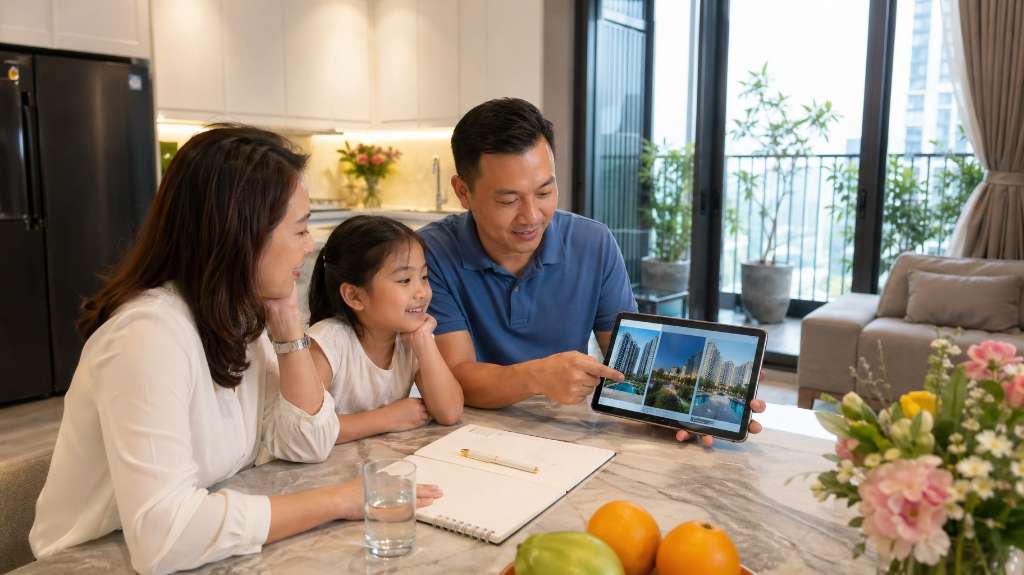 Gia đình trẻ cùng nhau tìm hiểu dự án căn hộ mới