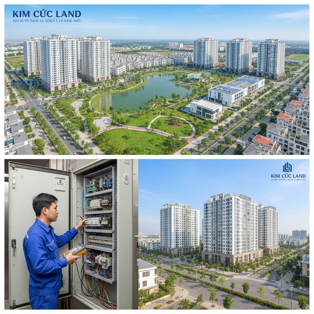Kỹ thuật viên mặc đồng phục xanh dương đang kiểm tra bảo trì thang máy, tay cầm thiết bị đo kỹ thuật, đứng bên cạnh bộ điều khiển thang máy mở nắp với các mạch điện và dây cáp bên trong, ánh sáng công nghiệp, phong cách chụp phóng sự công nghiệp, sắc nét, chi tiết cao, 4K