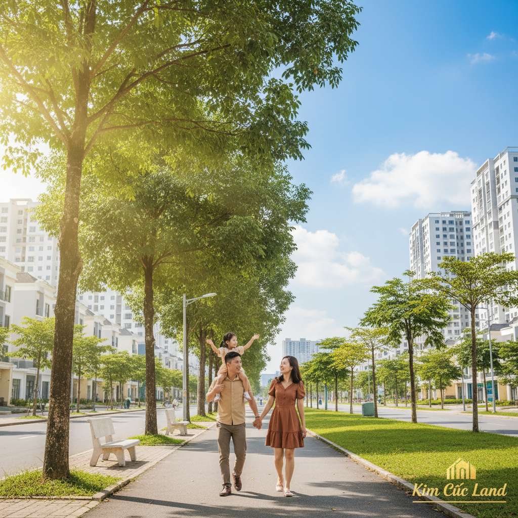 Cư dân tận hưởng không gian xanh của khu chung cư