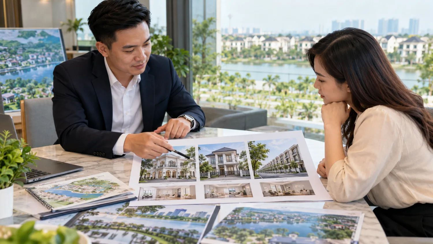 Người mua so sánh hồ sơ và ảnh thực tế của biệt thự đơn lập, song lập và nhà liền kề Thanh Hà
