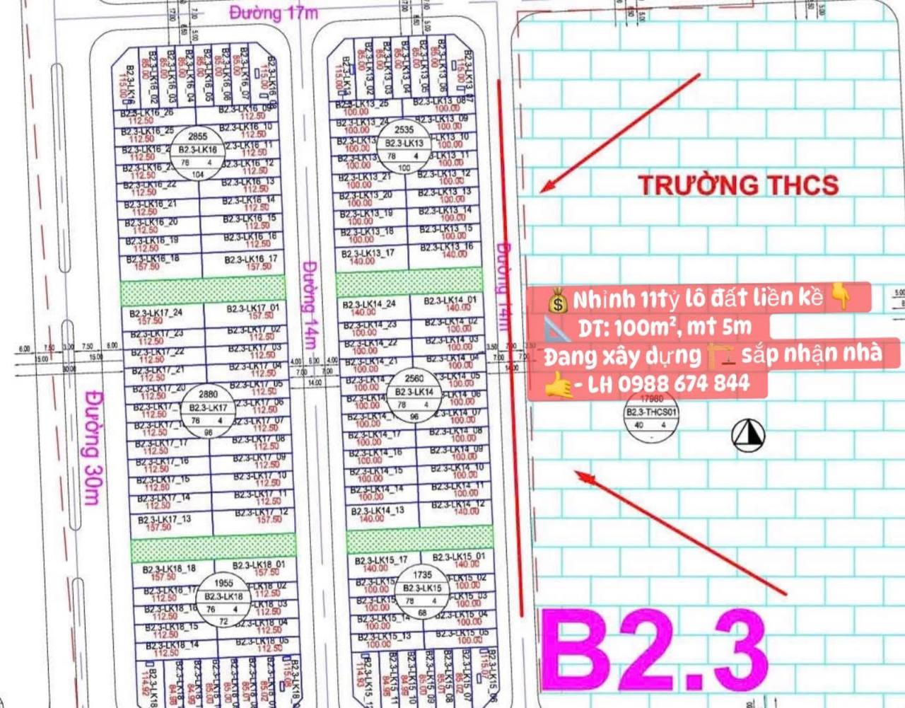 Liền kề B2.3 Thanh Hà 100m² – 5m mặt tiền, 14m đường